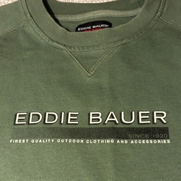 Eddie Bauer Forest Green Vintage 90's/Y2K Crewneck Logo Sweatshirt - Picture 2 of 7
